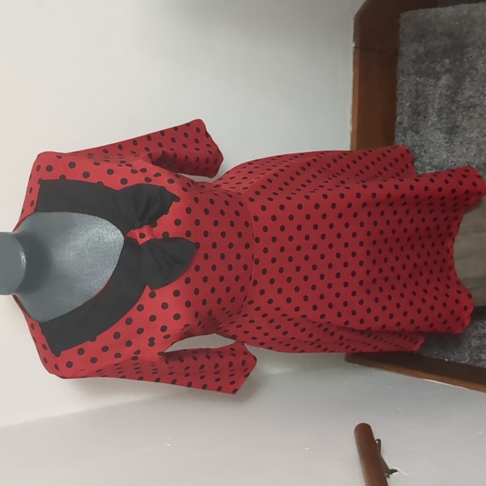 Lindy Bop Red and Black Polka Dot Midi Dress